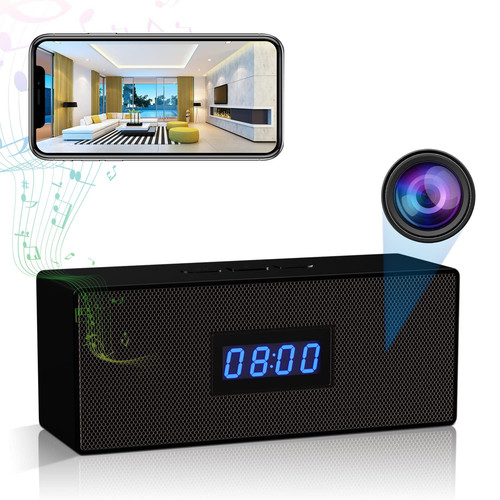 GooSpy Hidden Camera Bluetooth Speaker Spy Camera Clock WiFi Security Cam Wireless Nanny Camera